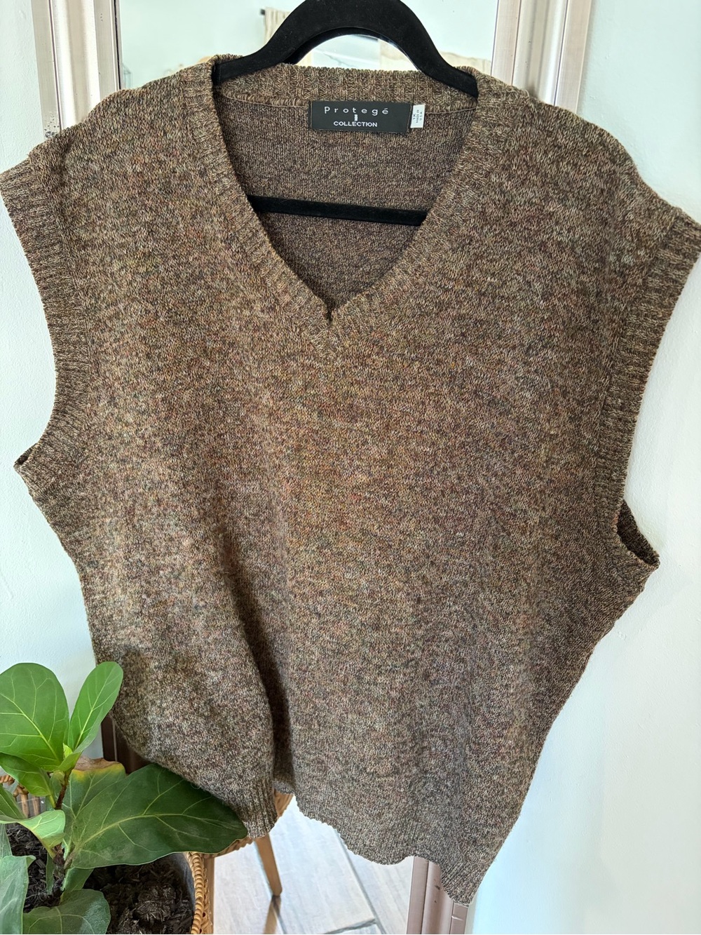 Vintage 90s Protégé Collection 1X Brown Marled Alpaca Wool Blend Sweater Vest